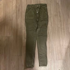 Olive green skinny jeans, next level stretch